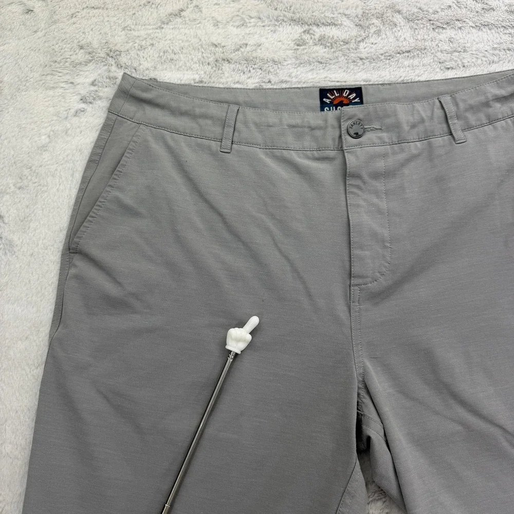 Faherty Shorts Mens 35 Gray Chino Microfiber Stretch Drawstring 8 Inseam All Day